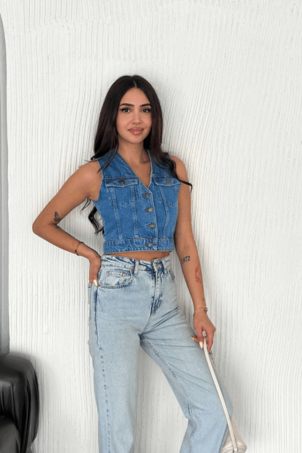 Kot Jeans Yelek - Mavi