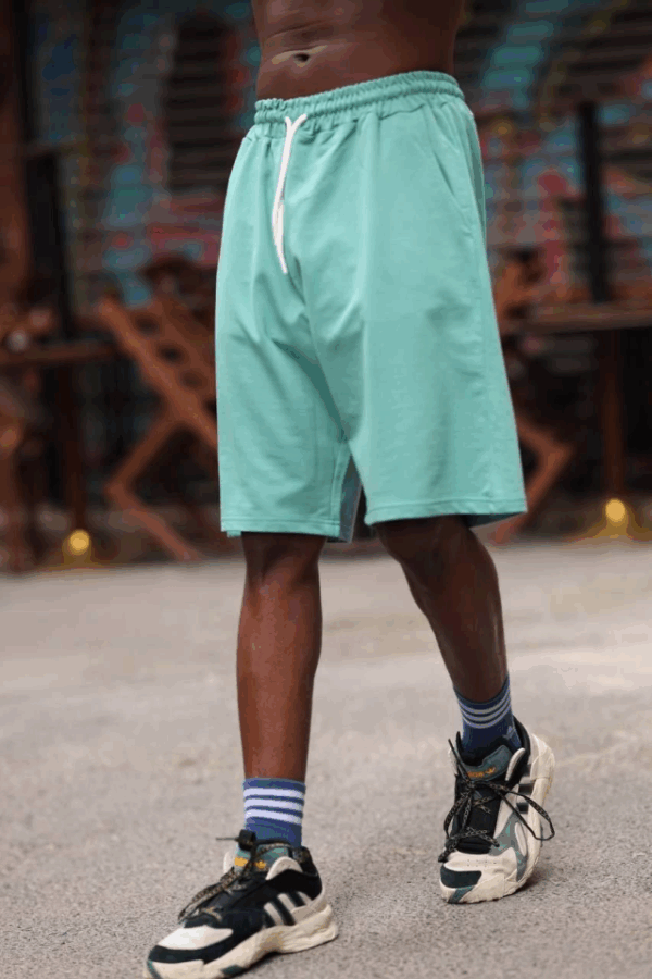 Erkek İki İplik Cepli Şort - Yeşil