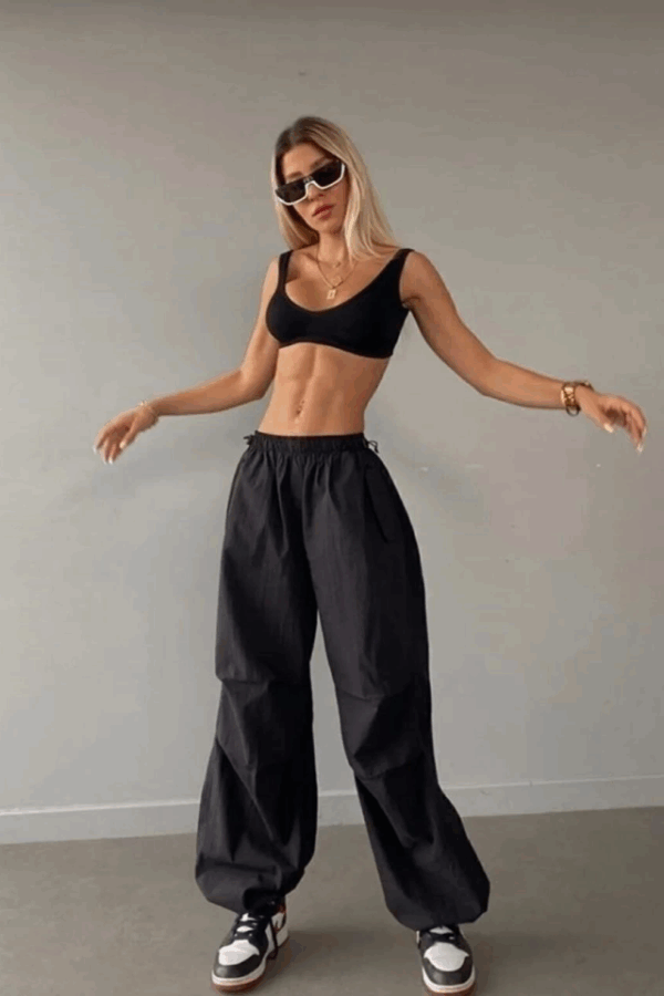 Cepli Paraşut Pantalon - Siyah