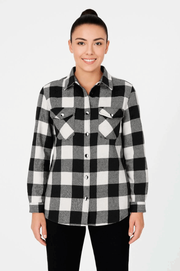 Uzun Kollu Oduncu Gömlek - Siyah