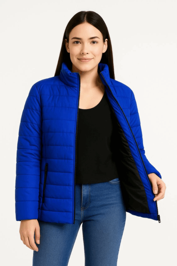 Bomber Mont Ceket – Su İtici Kumaş, Kapitone Astarlı, Fermuarlı, Kışlık - Saks Mavisi