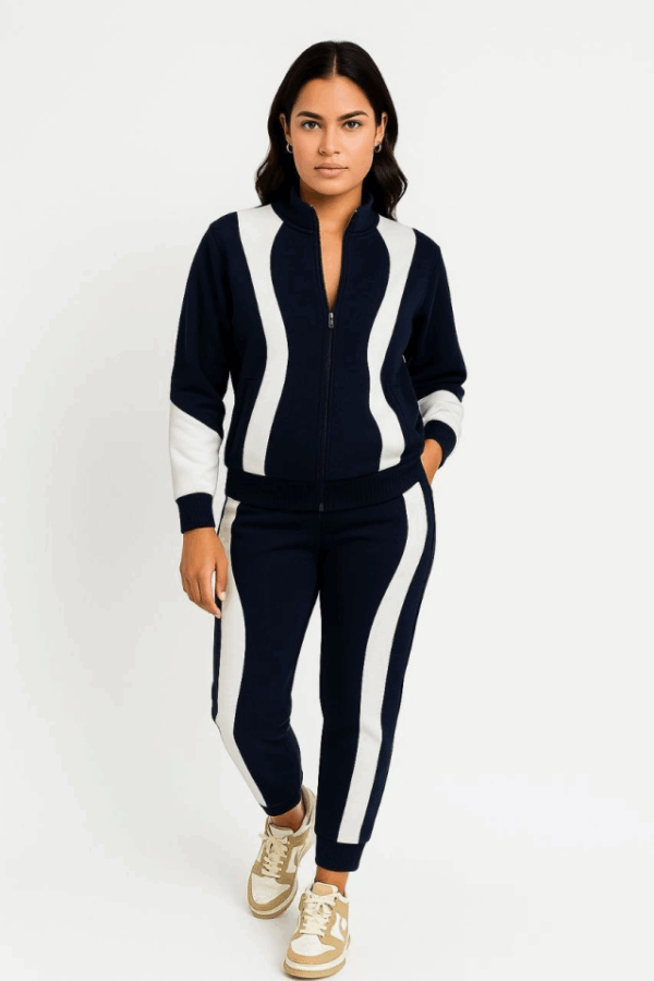 Premium Parçalı Eşofman Takım - Dik Yaka Fermuarlı Sweatshirt - Siyah