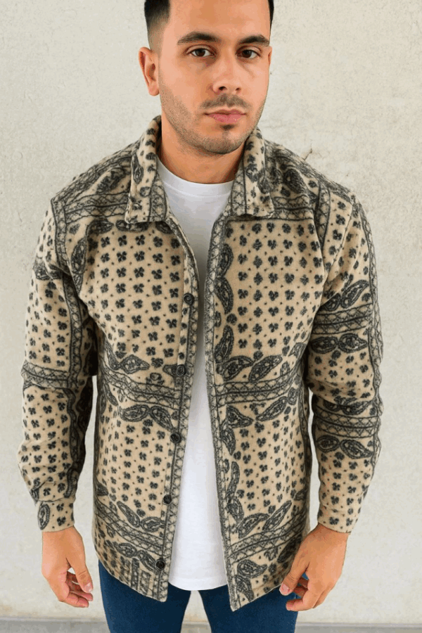 Erkek Polar Fermuarlı Sweatshirt – Kapüşonsuz, Cepli, Yumuşak Dokulu, Oversize Rahat Kalıp, Kışlık Sıcak Tutan Fermuarlı Üst - Bej