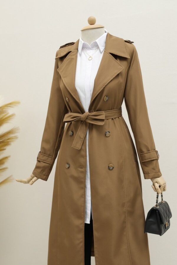 Astarlı Kemerli Trenckot -Taba