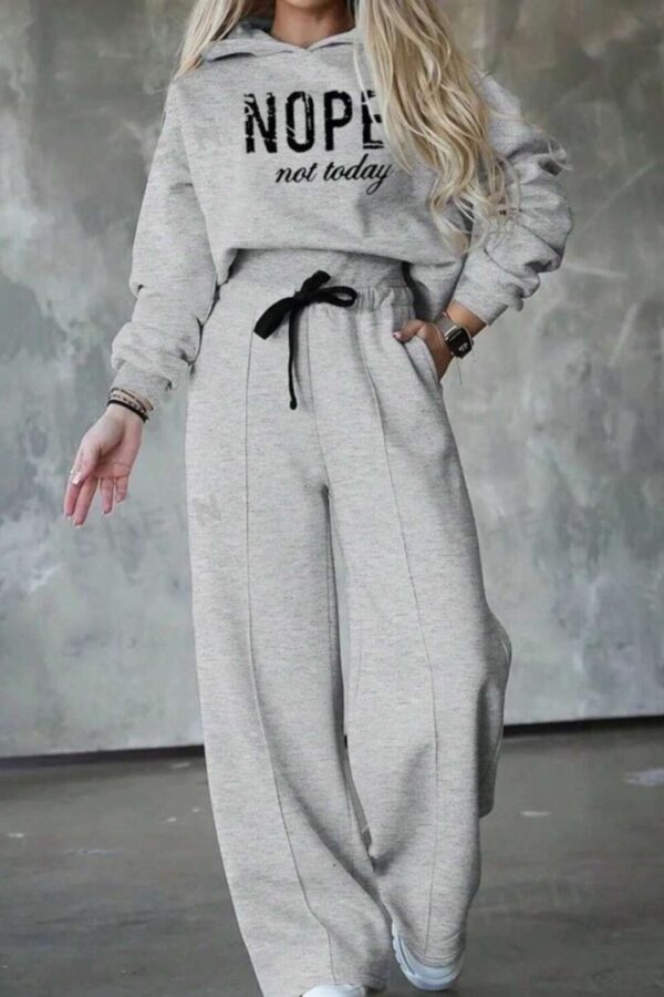 Kadın Uzun Kollu Nope Baskılı Beli Ribanalı Ikili Takım