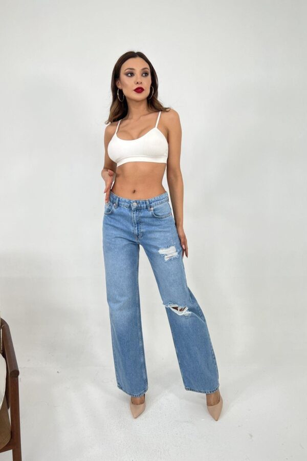 6796 DENİM LOW WAİST BOO-MAVİ