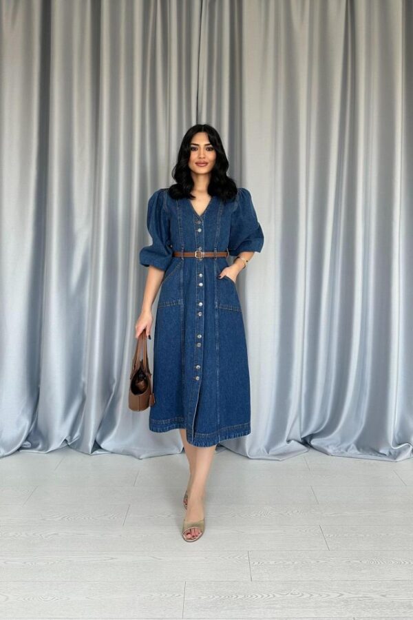 Siyah Balon Kol Kot Elbise