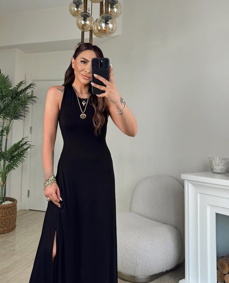 Kadın Arkadan çapraz Detay Yuvarlak Yaka Maksi Viskon Elbise - Görsel 8