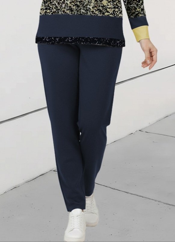 Kadın Uzun Kollu Bisiklet Yaka çizgili Desen Iki Iplik Bluz Ve Pantolon Ikili Takım - Görsel 8