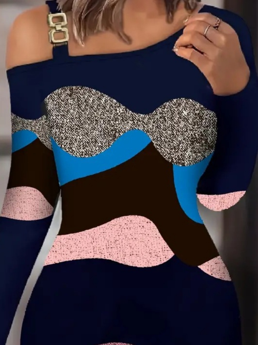 Kadın Uzun Kollu Tek Omuzu Askı Toka Detaylı Kısa Dalgıç Elbise - Görsel 2