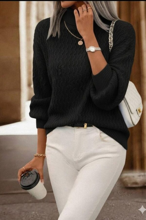 Kadın Uzun Kollu Balıkçı Yaka Triko Bluz