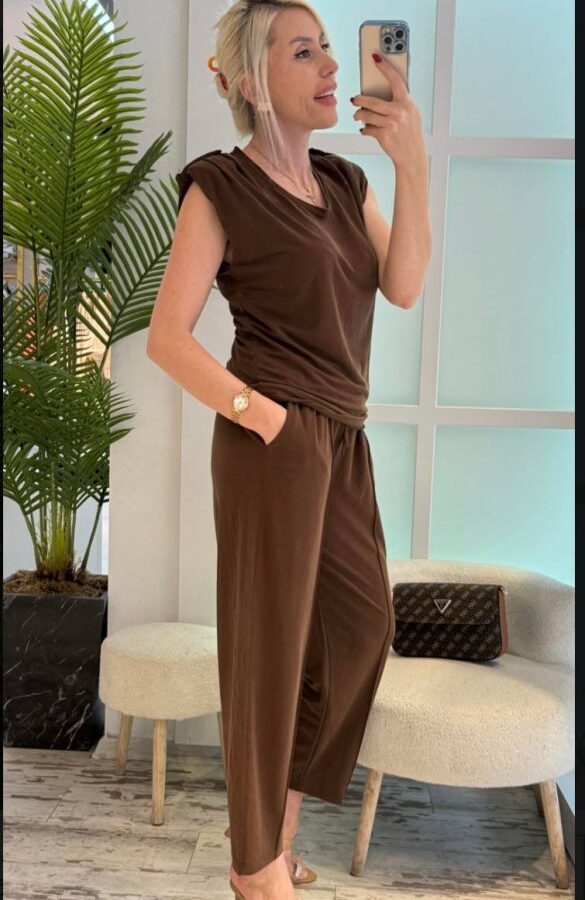 Kadın Vatkalı Düşük Kol Rahat Kesim İkili Takım