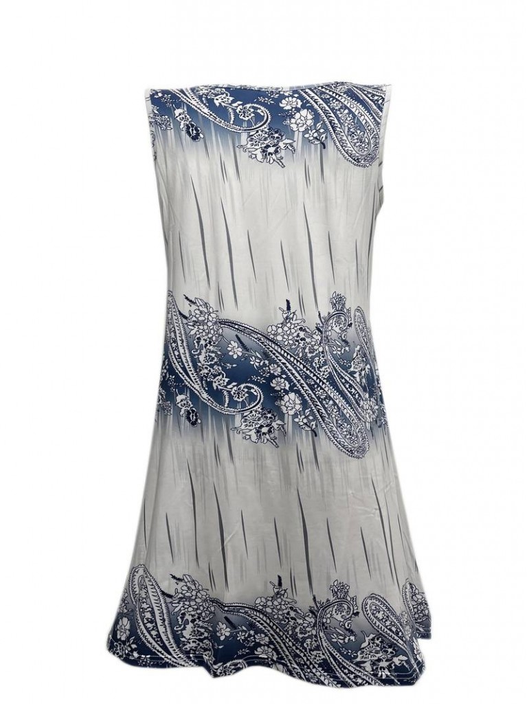 Kadın Kolsuz Bisiklet Yaka Desenli Süprem Elbise - Görsel 5