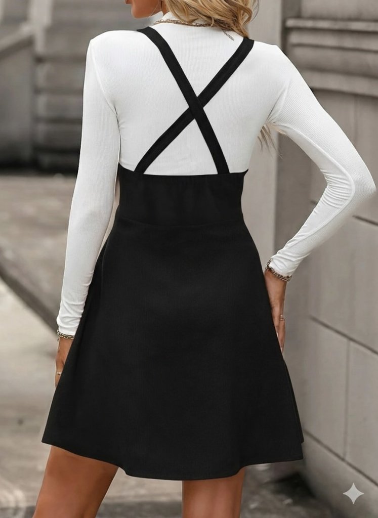 Kadın Askılı Düğmeli Mini Süet Elbise - Görsel 6