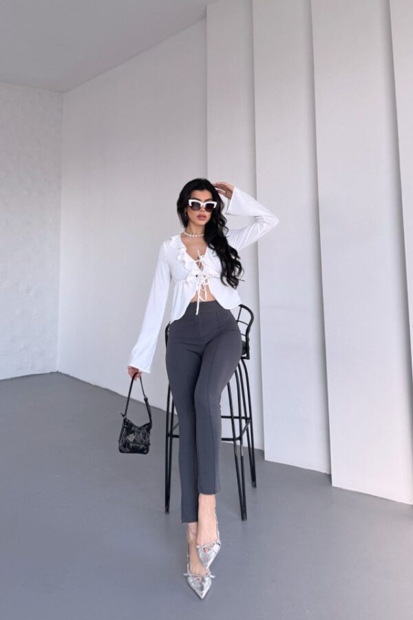 Kadın Krep Kumaş çimalı Yüksek Bel Pantolon