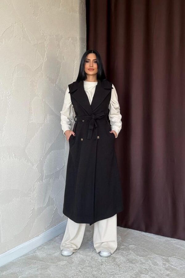 Siyah Kolsuz Kaşe Kaban