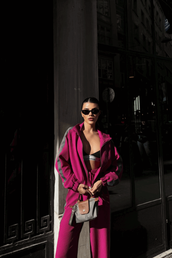 YANLARI ŞERİT DETAYLI OTTOMAN KAPİŞONLU EŞOFMAN TAKIM - Siyah