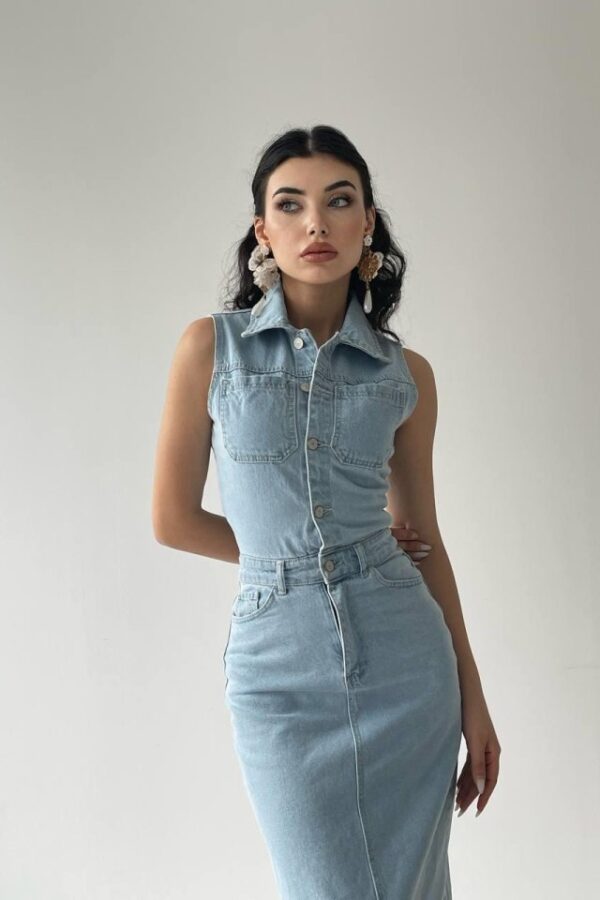 Meldia Jean Sıfır Kollu Elbise