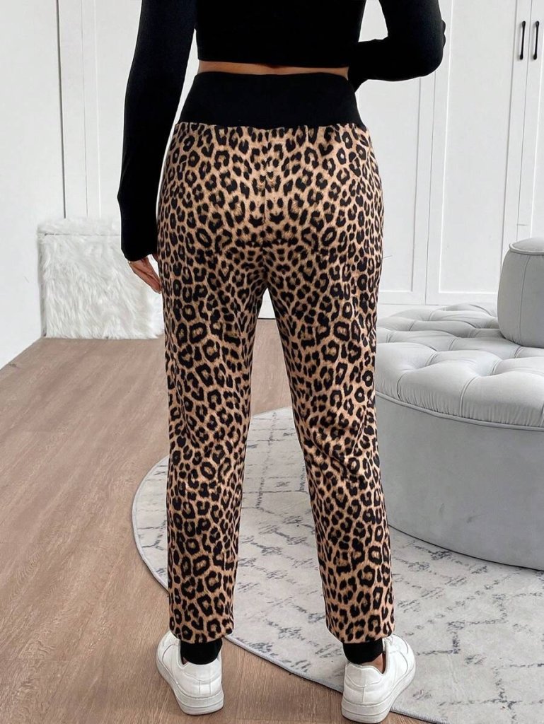 Kadın Yüksek Bel Bağcıklı Desenli Iki Iplik Pantolon - Görsel 19