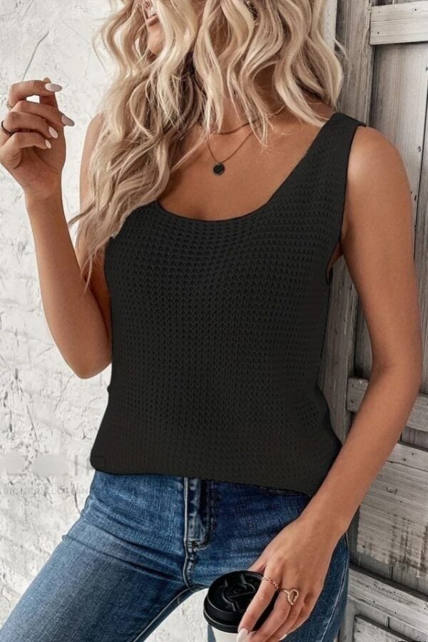 Kadın Kolsuz Yuvarlak Yaka Triko Bluz