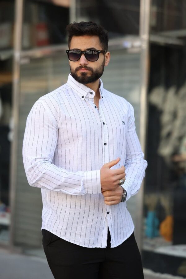 Erkek Pamuklu Çizgi Desenli Gömlek