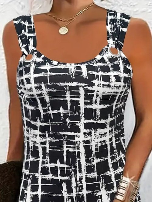 Kadın Askılı Kuş Gözü Detaylı Desenli Süprem Elbise - Görsel 10