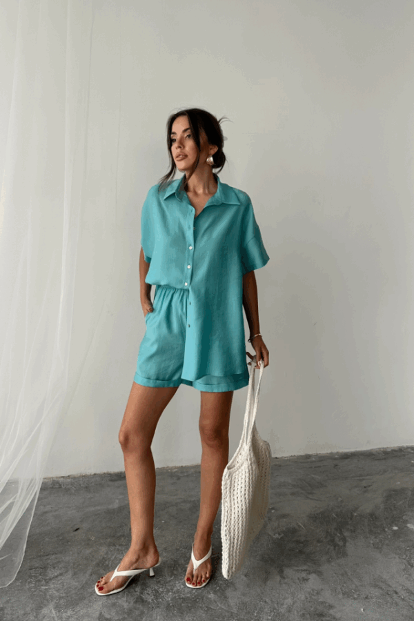 GÖMLEK - ŞORT TAKIM - Yeşil