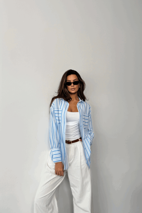 ÇİZGİLİ GÖMLEK - Bej