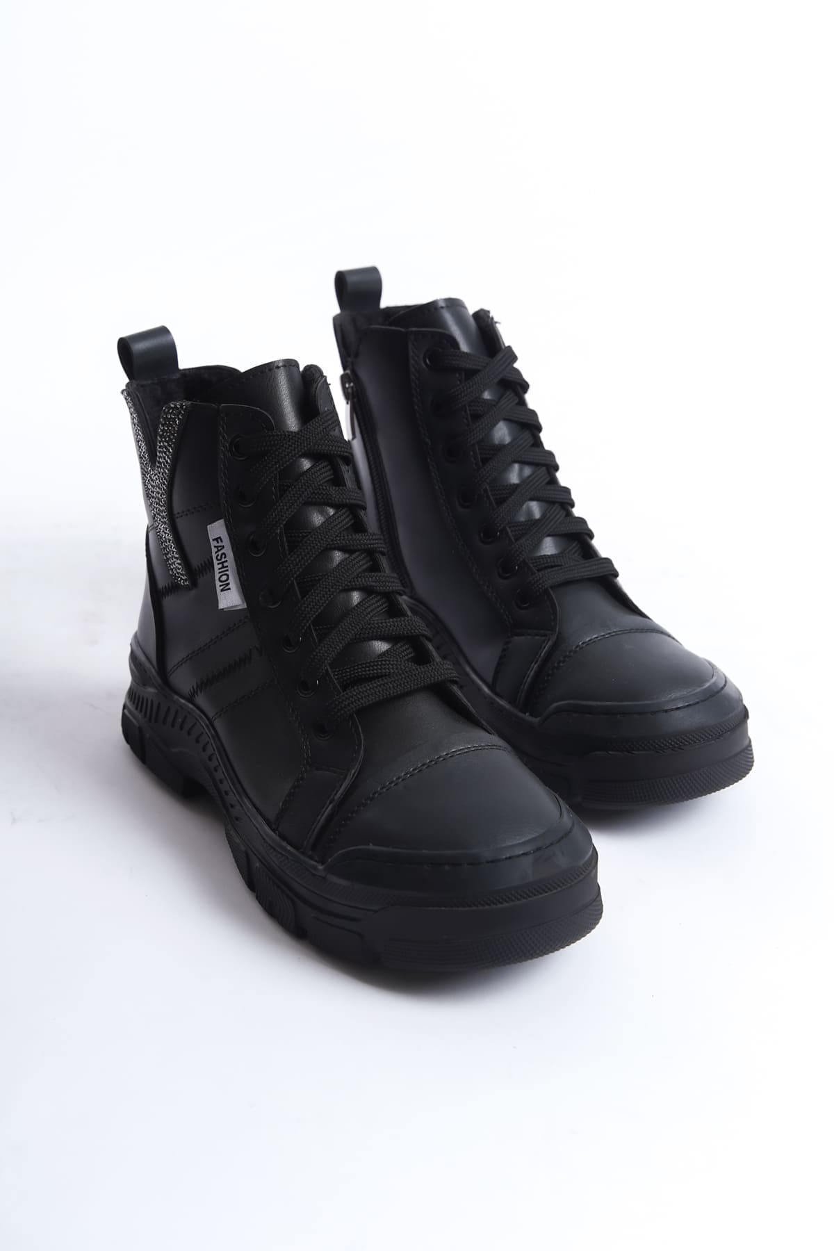 AMBER Bağcıklı Fermuarlı Ortopedik Taban Kadın Bot CST - Siyah - Görsel 4
