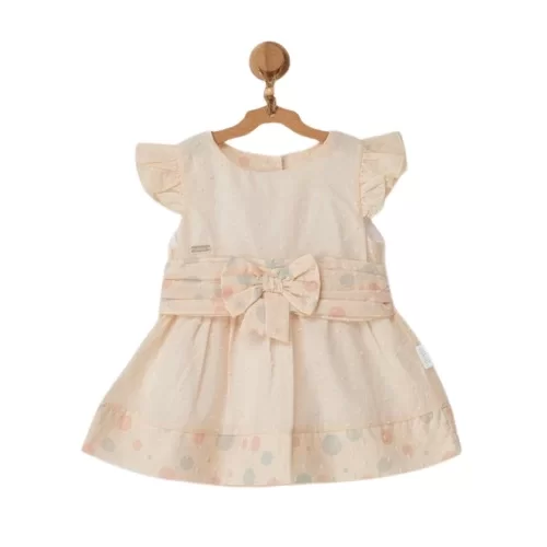 Andywawa Ac22653 Pompom Vanilla Cream Bebek Elbise Ekru