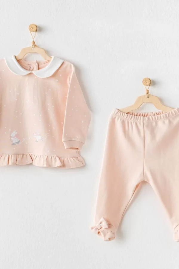 Cute Bunnies Be Sking 2li Bebe Takım Pink