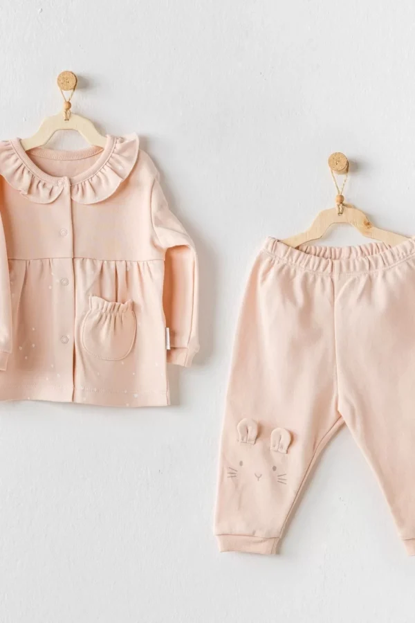 Cute Bunnies Be Sking 2li Bebe Takım Pink