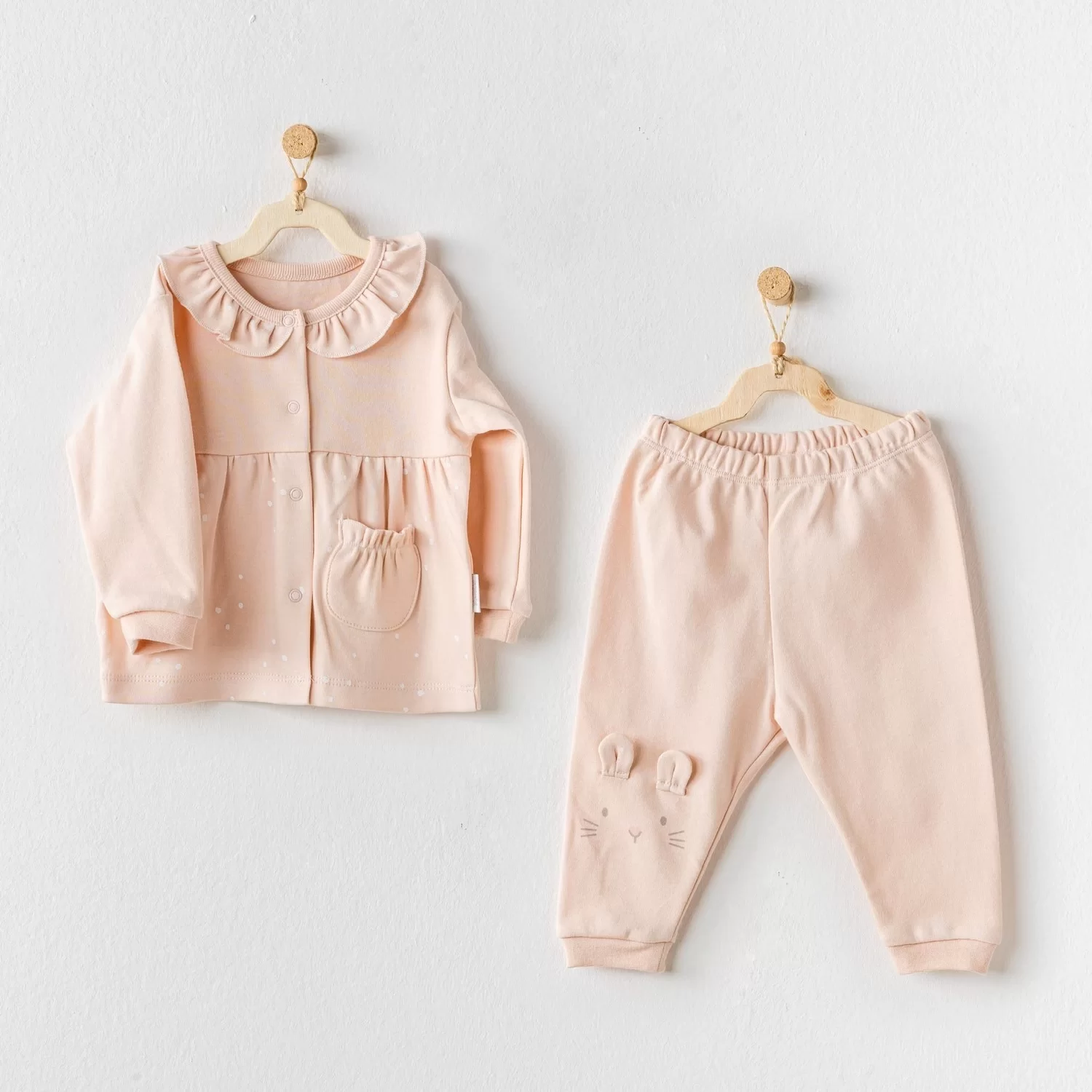 Cute Bunnies Be Sking 2li Bebe Takım Pink