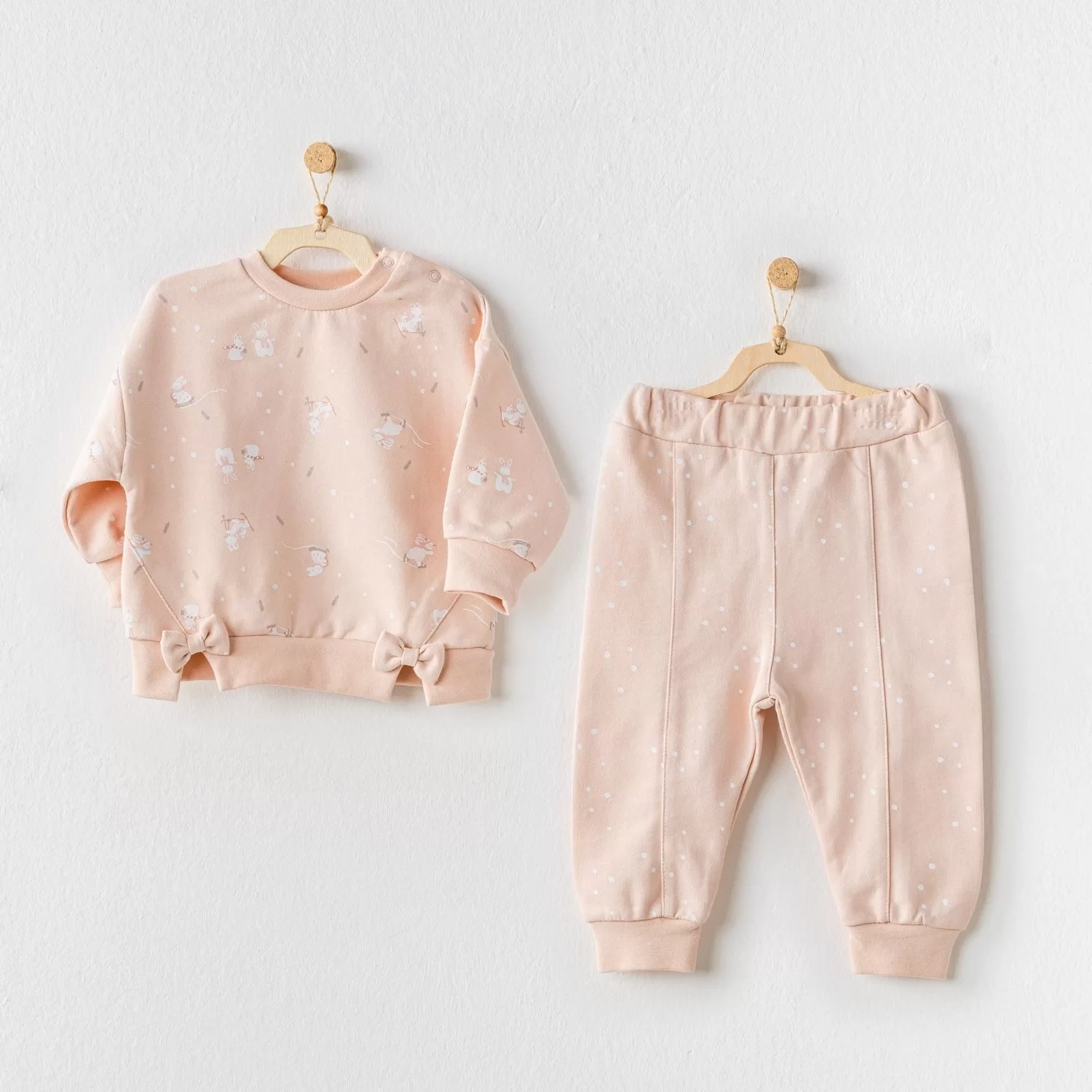 Cute Bunnies Be Sking 2li Bebe Takım Pink - Görsel 2