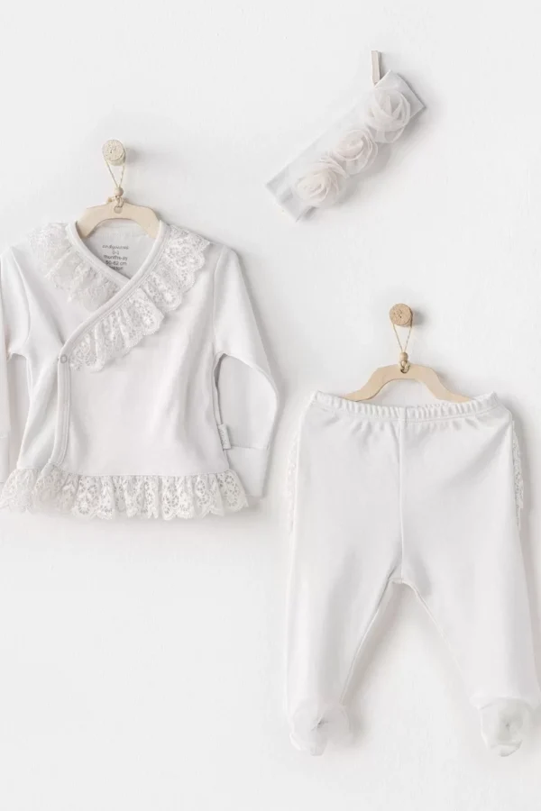 Chic Girl 3 Parça Zıbın Takımı Ekru