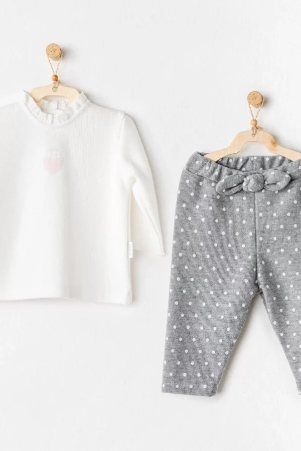 Meow 2li Bebe Takım Ecru Grey