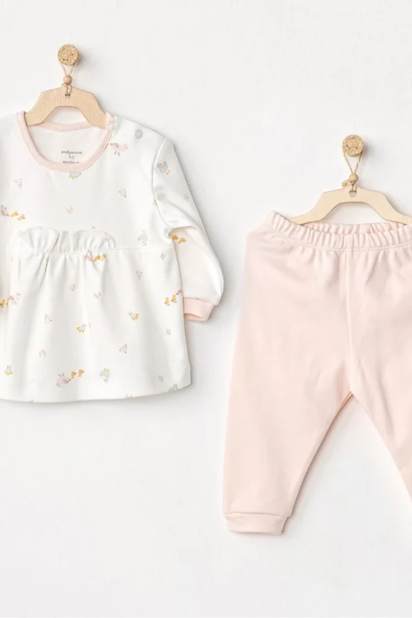 Duck 2'li Bebek Takım Ecru Pink