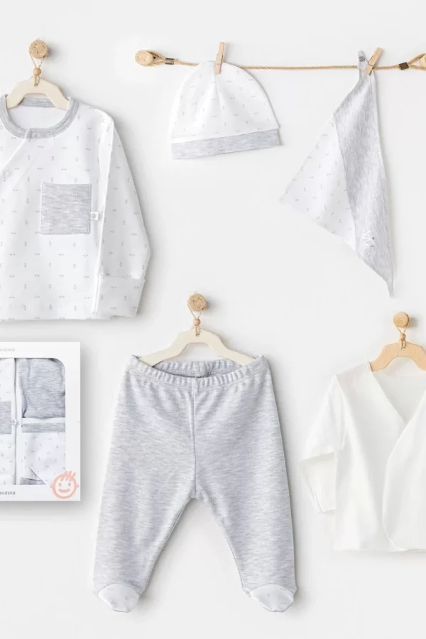 Newborn Wawa Boys 5'li Hastane Çıkış Seti White