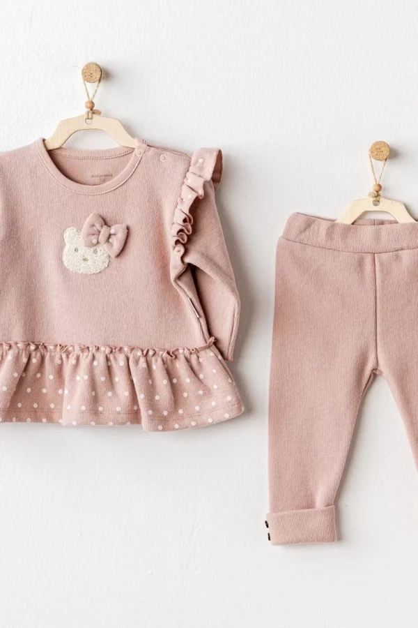 5114 Cute Bear 2'li Bebek Takım Rose