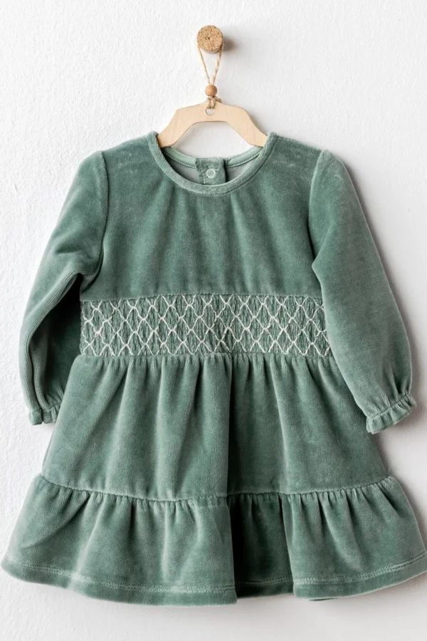 Cute Bear Friends Kadife Bebek Elbise Green