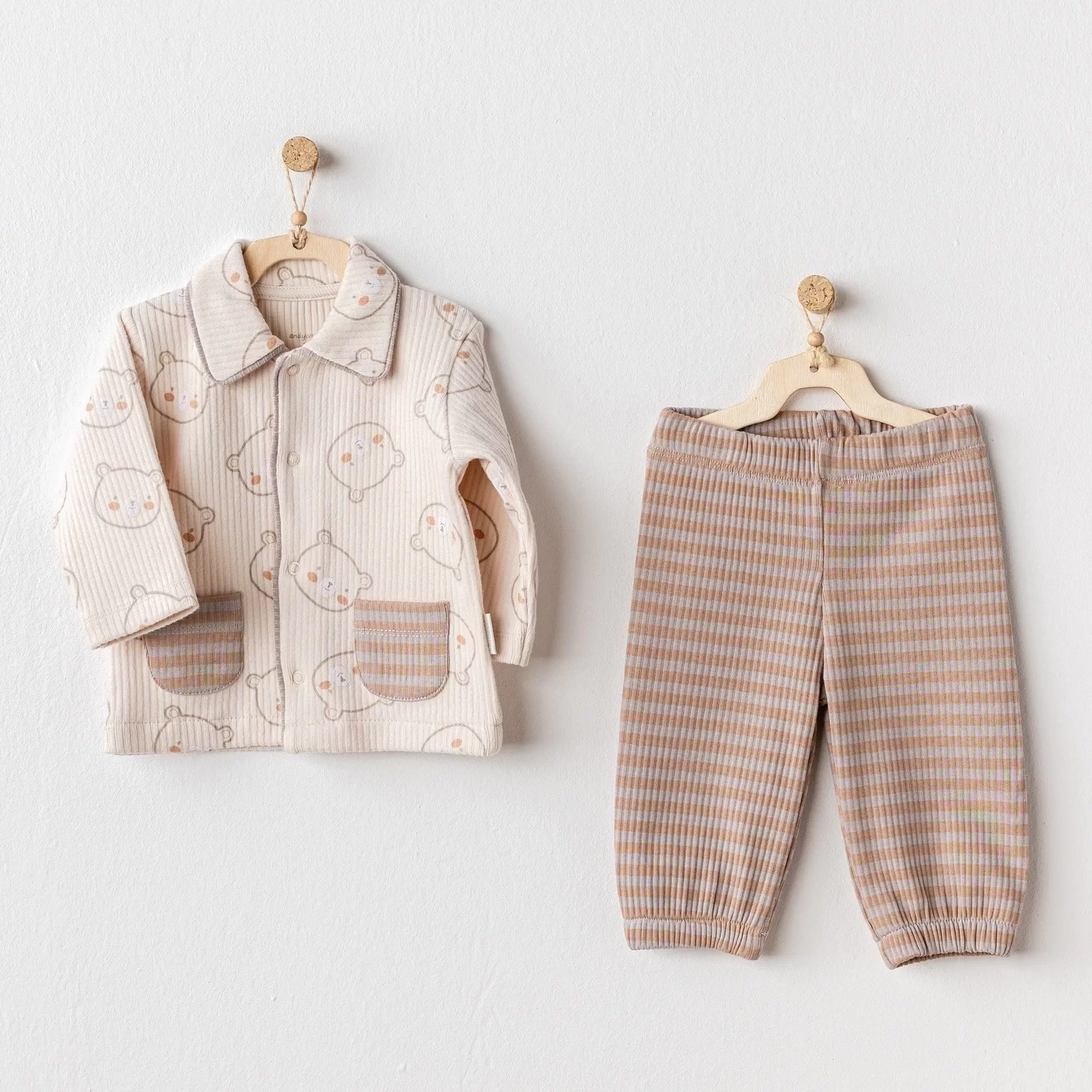 Bear Time 2'li Bebe Takım Light Beige - Görsel 2