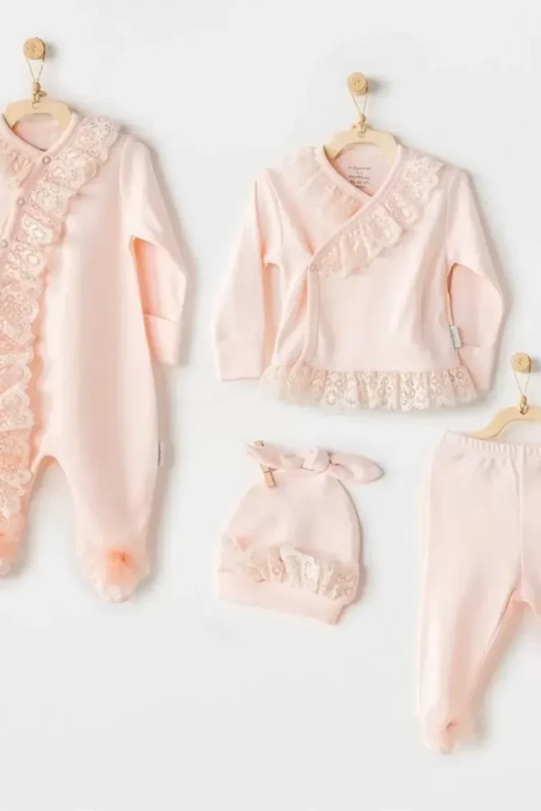 Newborn Chic Girl Tüllü 4'lü Hastane Çıkışı Salmon