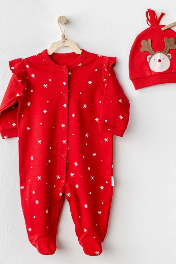 Happy Newyear Kadife Bebek Tulum Takım Red