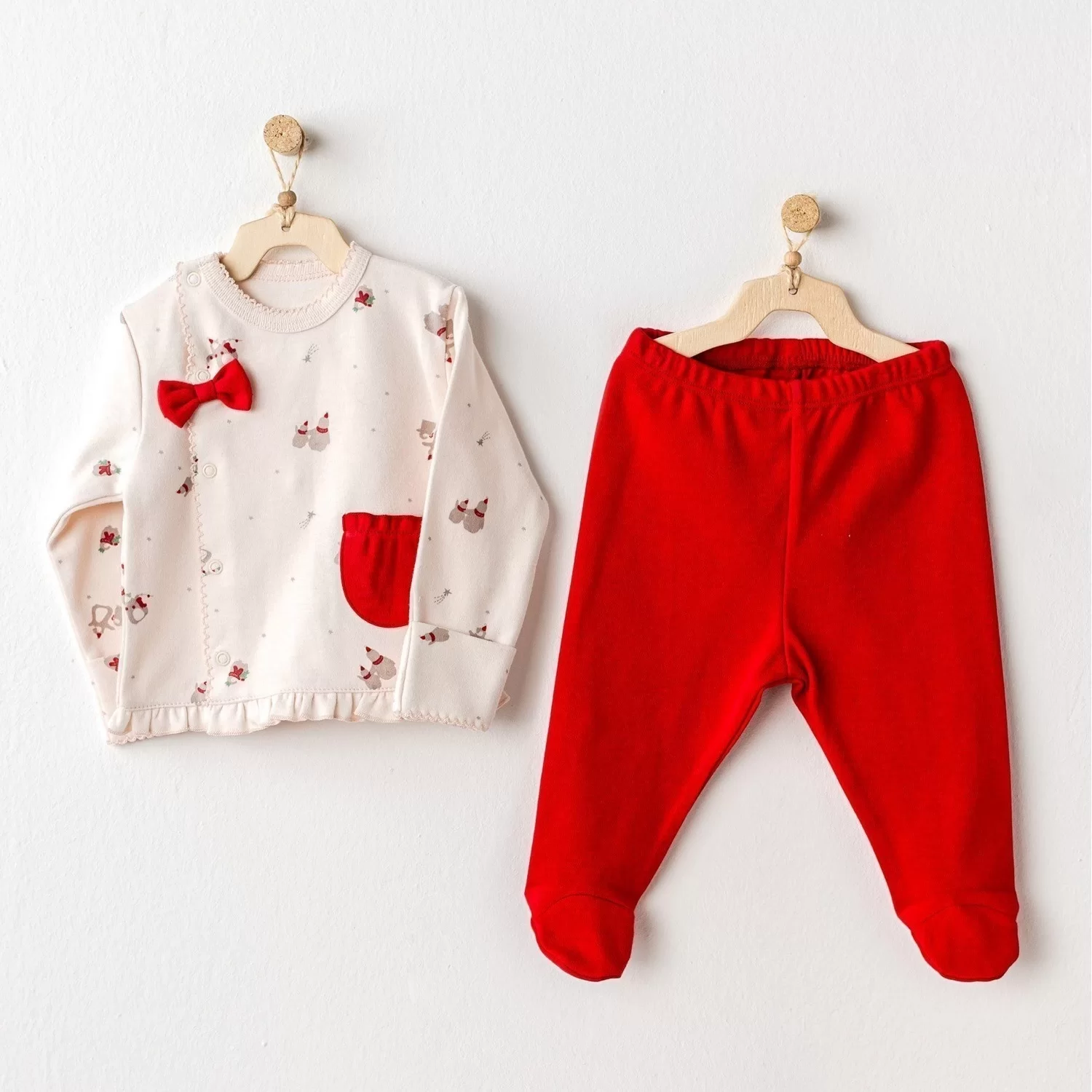 Penguin 2'li Bebe Zıbın Takım Ekru - Görsel 2