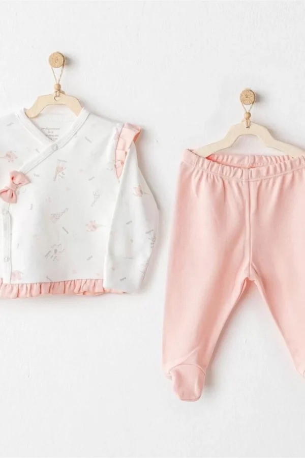 Andywawa Ac25508 Sıde Snap Set Love Family 2'li Zıbın Set Salmon