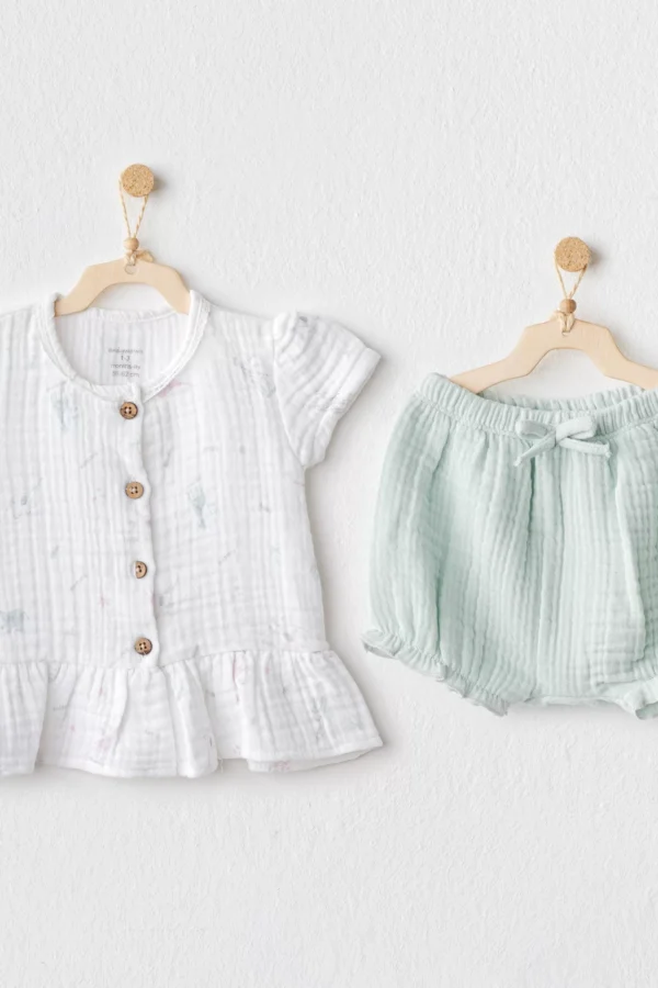 Love Family Müslin 2'li Zıbın Set Mint