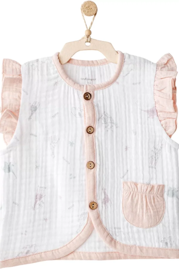 Andywawa Ac25525 Love Family Müslin Yelek Ekru