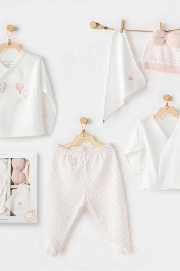 Andywawa Ac25550 Newborn Set Pınk Baloons 5'li Hastane Çıkışı Ekru