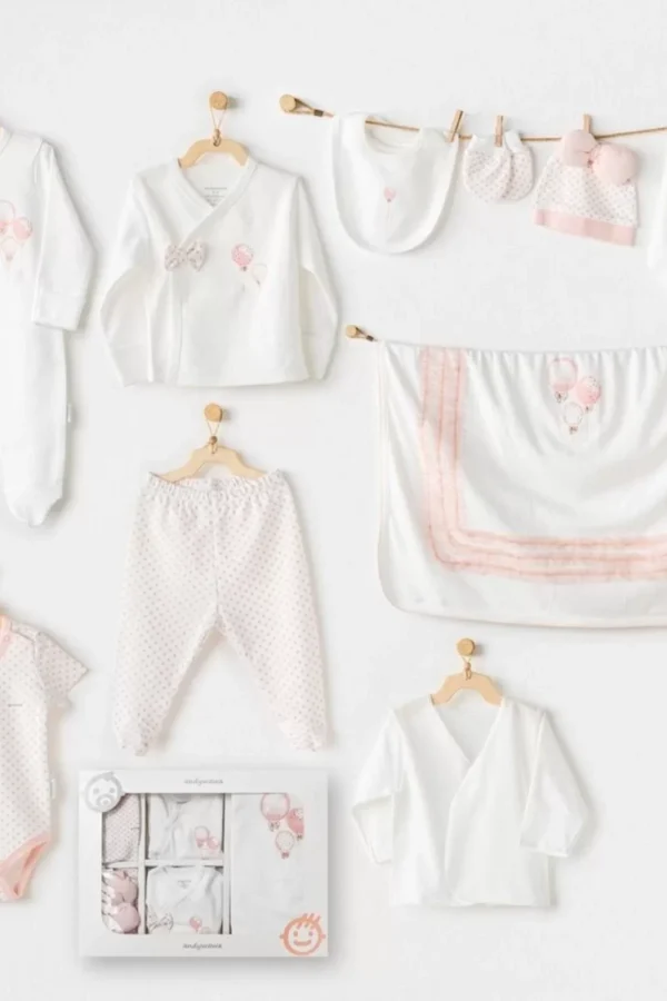 Andywawa Ac25551 Newborn Set Pınk Baloons 10'lu Hastane Çıkışı Ekru