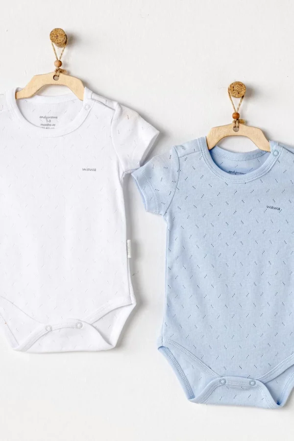 Andywawa Ac25554 Sleeve Jacquard 2'li Basic Body Blue White